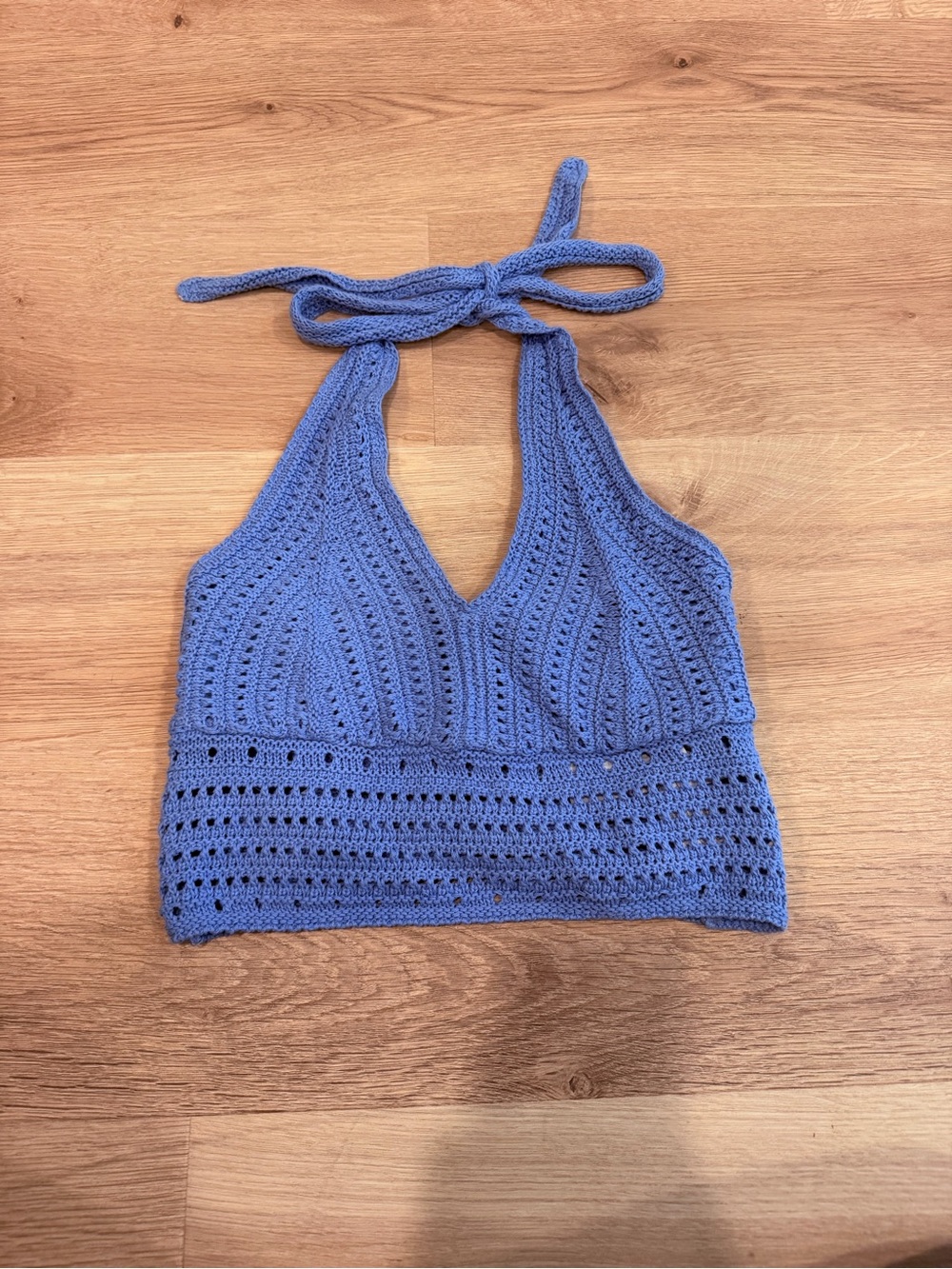 Hollister Light Blue Crochet Halter Top